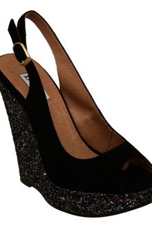 Dune Hoopie Glitter Wedge Sling Back Sandals - Lyst