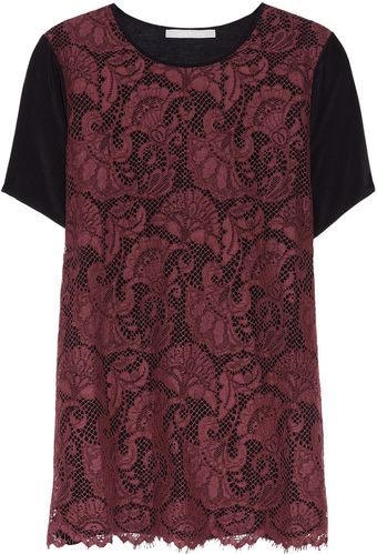 Jason Wu Wenetia Silk Crepe De Chine and Lace Top - Lyst
