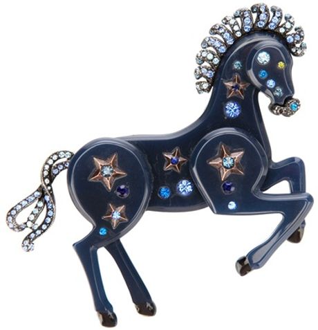 Lanvin Horse Brooch in Blue - Lyst