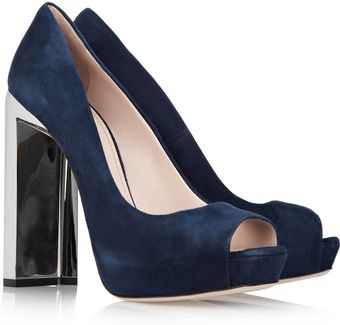 Miu Miu Swarovski Crystal Embellished Suede Pumps - Lyst