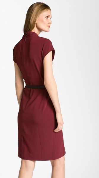 Nordstrom Collection Oxford Drape Neck Dress in Red (red grape)