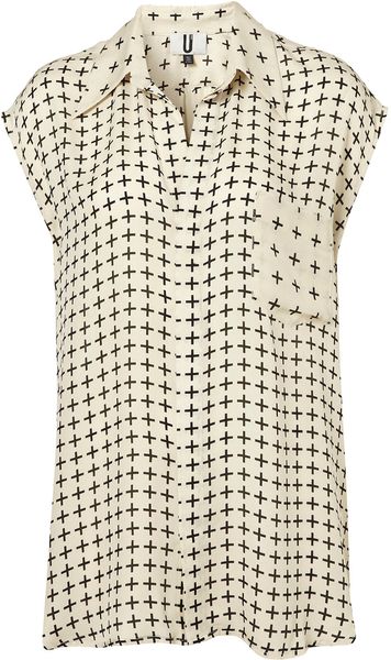 Topshop Cross Print Sleeveless Shirt By Unique in Beige (cream) - Lyst