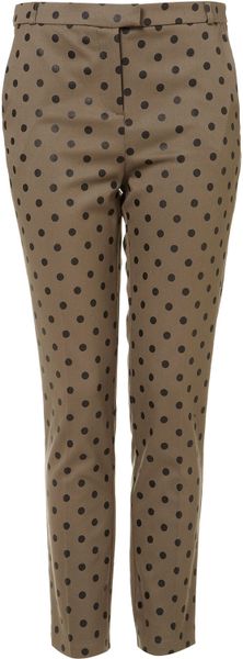 Topshop Khaki Flock Spot Trousers in Khaki - Lyst