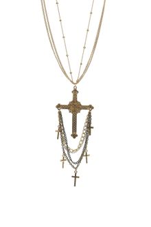Topshop Cross and Chains Necklace - Lyst