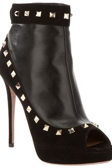 Valentino Studded Peeptoe Booties - Lyst