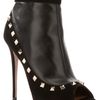 Valentino Studded Peeptoe Booties in Black - Lyst