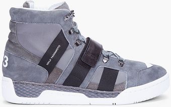 Y-3 Grey Suede Held Sneakers - Lyst