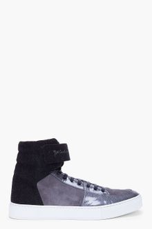 Yves Saint Laurent Charcoal Suede Trim Malibu Sneakers - Lyst