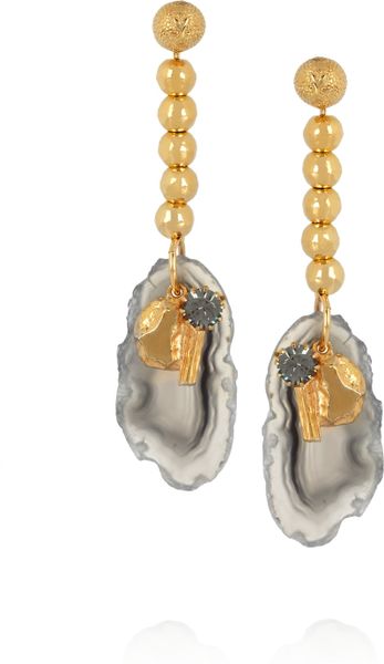 Yves Saint Laurent Goldplated Agate Drop Earrings in Gold - Lyst