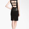 Alice + Olivia Maddy Leather Peplum Sheath Dress in Black - Lyst