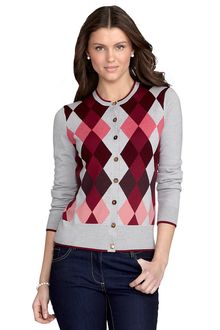 Brooks Brothers Merino Wool Argyle Cardigan - Lyst