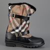 Burberry Checked Mid Calf Boot in Black - Lyst