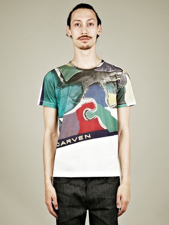 Carven Carven Mens Scarf Print Tshirt - Lyst