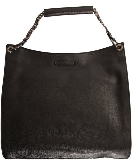 Jean Paul Gaultier Embossed Pattern Hobo Leather Bag in Black