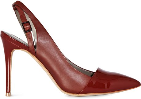 Reiss Patent Toe Cap Slingbacks in Red (russet) - Lyst