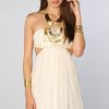 Reverse The Gold Embellished Tube Dress in Beige (gold) - Lyst