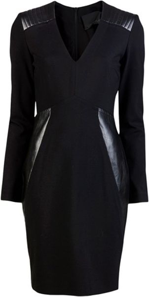 Yigal Azrouel Ponte Leather Dress in Black (jet) - Lyst