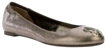 Alexander McQueen Metallic Leather Flat - Lyst