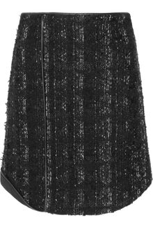 Antonio Berardi Leathertrimmed Bouclétweed Mini Skirt - Lyst