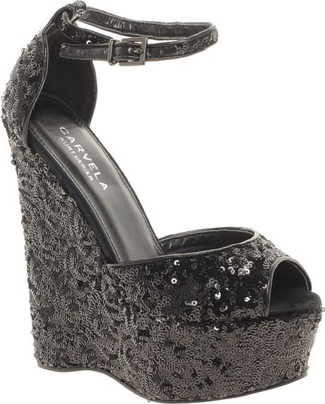 sequin wedge heels
