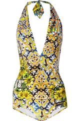 Dolce & Gabbana Printed Halterneck Swimsuit
