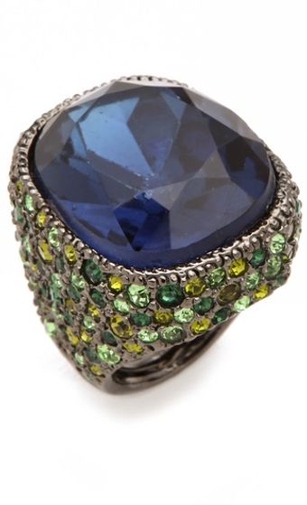 Kenneth Jay Lane Cocktail Ring with Green Sapphire - Lyst