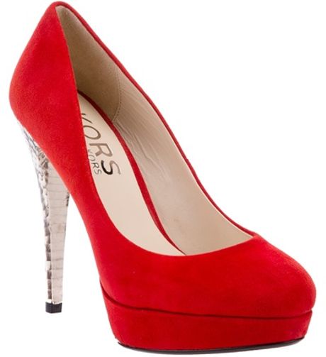 Michael Kors Contrast Heel Pump in Red - Lyst