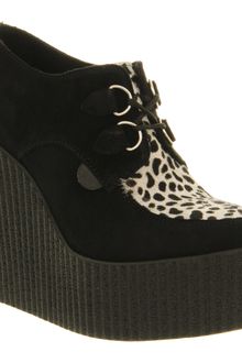 Underground Creeper Wedge Black Leopard Suede - Lyst