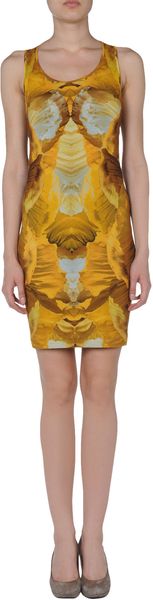 Alexander Mcqueen Short Dress in Brown (yellow) - Lyst