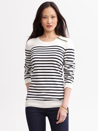 Banana Republic Striped Zip Sweater - Lyst