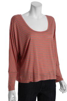 BCBGMAXAZRIA Bubble Gum And Grey Striped Jersey Willa U-neck Top - Lyst