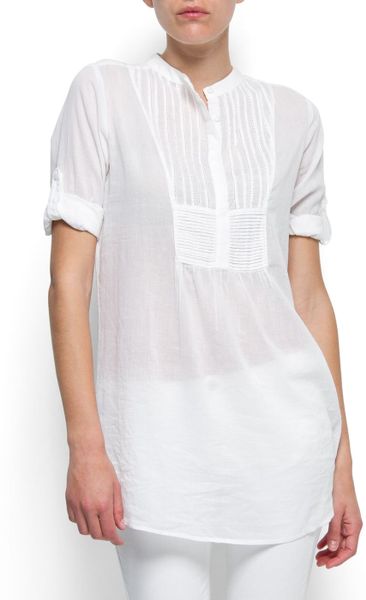 womens white pintuck blouse