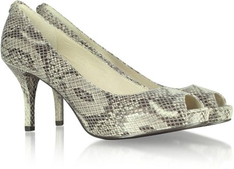 Michael Kors Michael Flex Pythonembossed Open Toe Platform Pump in Animal (jet) - Lyst