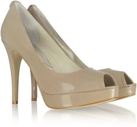 Michael Kors Michael York Patent Platform Pump in Beige - Lyst