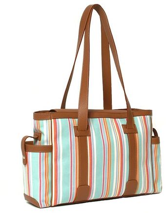 Alexandra De Curtis Gaia Aqua Stripes and Biscuit Leather - Lyst