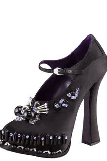 Prada Jeweled Satin Mary Jane Pump - Lyst