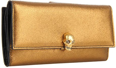 Alexander Mcqueen Continental Wallet in Gold (b) - Lyst