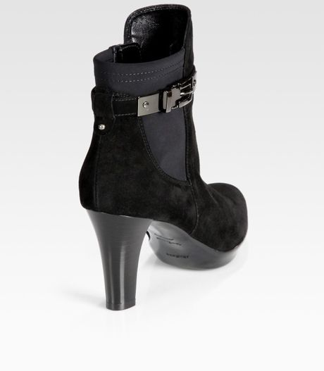 Aquatalia By Marvin K Middleton Suede Platform Ankle Boots in Black | Lyst