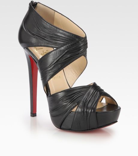 Christian Louboutin Bandra Leather Platform Sandals in Black - Lyst