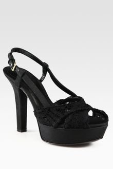 Dolce & Gabbana Lace Ribbon Platform Slingback Sandals - Lyst