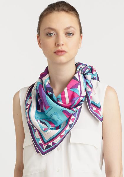 Emilio Pucci Silk Cnosso Square Scarf in Blue (fuchsia) - Lyst
