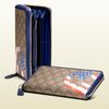Gucci Usa Gg Flag Collection Zip Around Wallet in Blue (beige) - Lyst