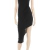 Helmut Lang Leather and Chiffon paneled Asymmetric Jersey Dress in Black - Lyst