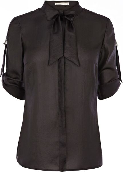 Karen Millen Coated Fabric Shirt in Black - Lyst