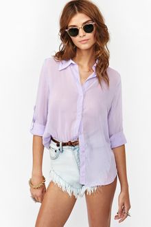 Nasty Gal Bianca Chiffon Blouse Lilac - Lyst