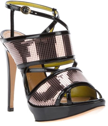 Pollini Open Toe Sandal in Gold (black) - Lyst