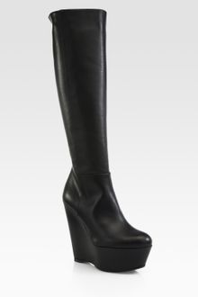Stuart Weitzman Vivid Leather Kneehigh Wedge Boots - Lyst