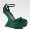 Stuart Weitzman Riseup Suede Ankle Strap Wedge Sandals in Green - Lyst