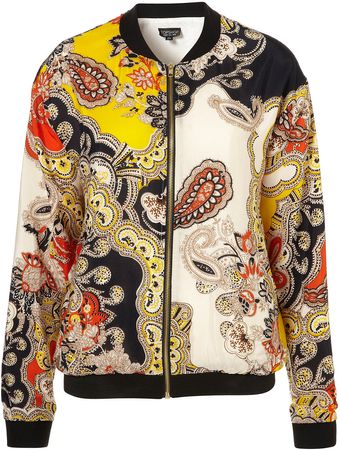 Topshop Cleo Paisley Bomber Jacket - Lyst