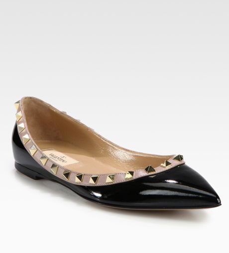 valentino rockstud ballerina flats black